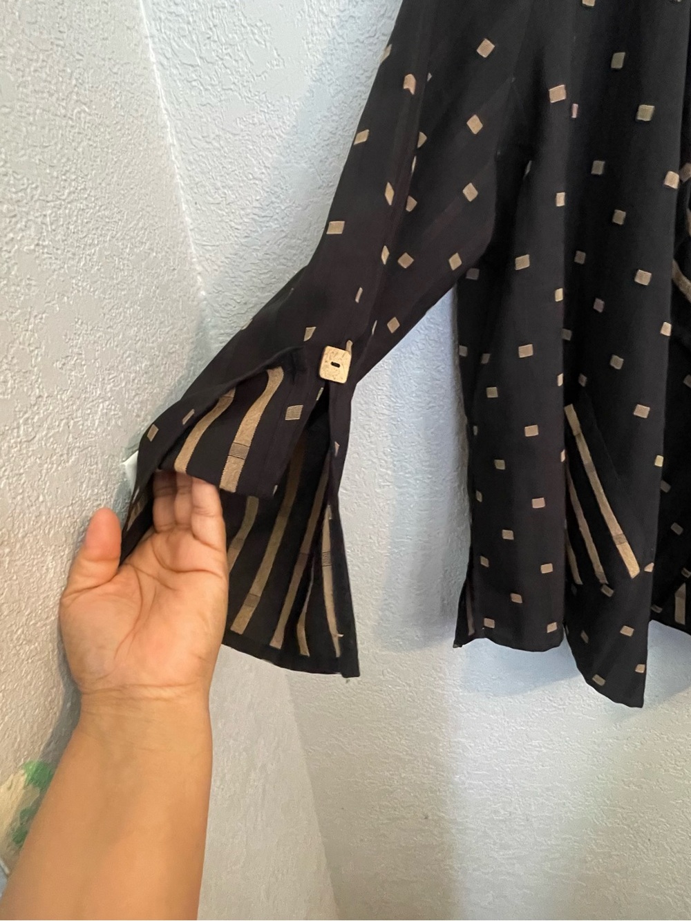 IC By Connie K Cardigan Jacket Xl  Black Tan Art To Wear Lagenlook Open Front - Picture 3 of 9